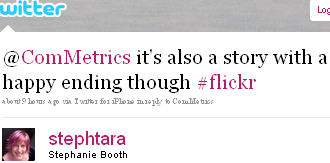 Image - tweet from @Stephtara - @ComMetrics it's also a story with a happy ending though #flickr